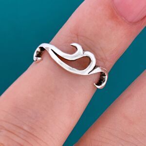 Windy Waves Sterling Silver Toe Ring Adjustable 925